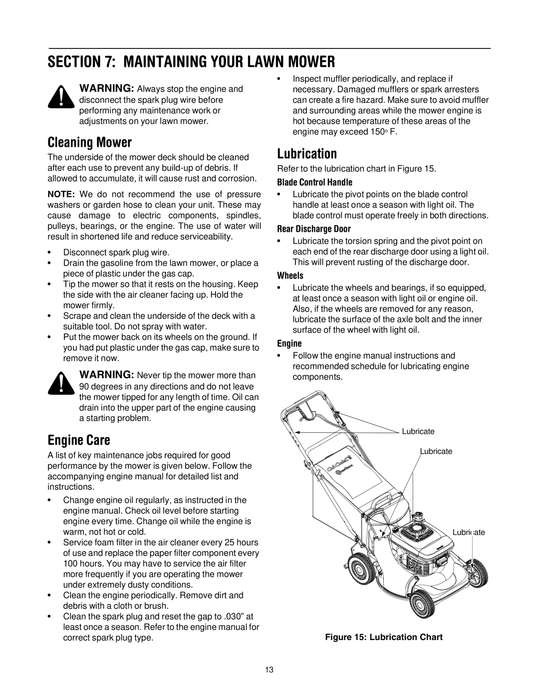 Cub Cadet E977C, 977A manual Maintaining Your Lawn Mower, Cleaning Mower, Engine Care, Lubrication 