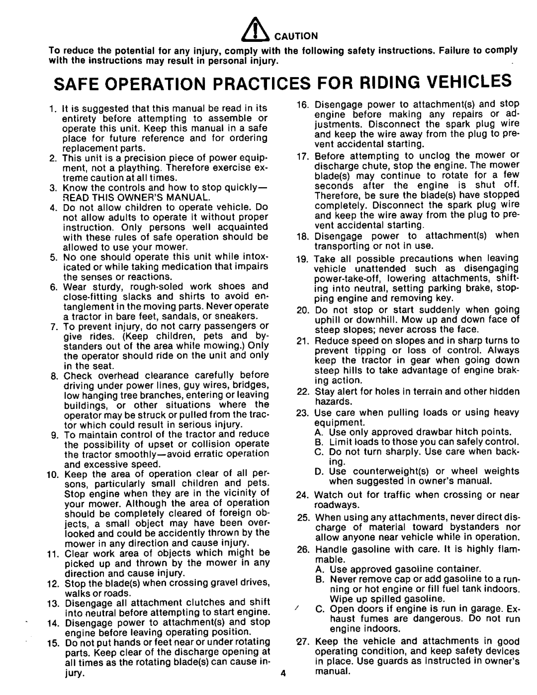 Cub Cadet 982 manual 