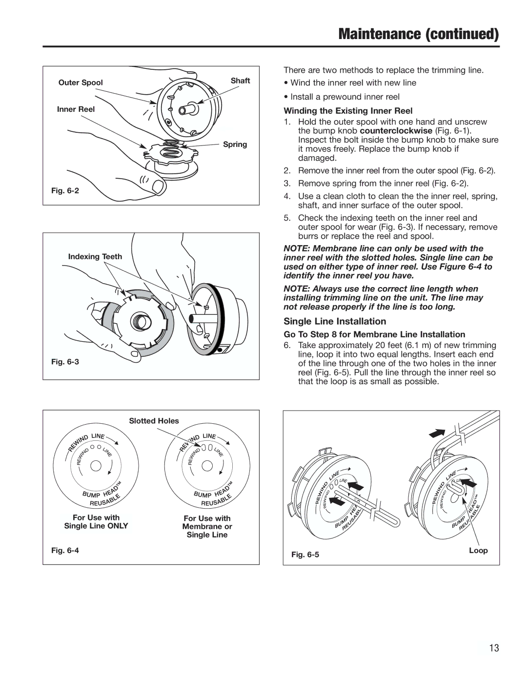 Cub Cadet CC2000 manual Maintenance, Winding the Existing Inner Reel, Go To for Membrane Line Installation, Loop 