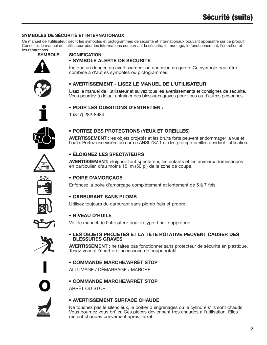 Cub Cadet CC2000 Symbole Alerte DE Sécurité, Avertissement Lisez LE Manuel DE Lutilisateur, Pour LES Questions Dentretien 