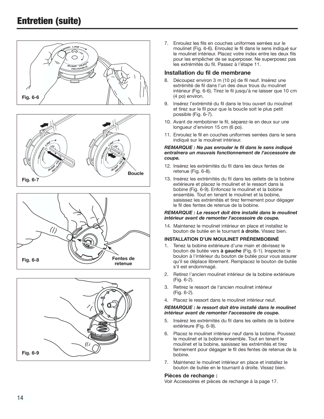 Cub Cadet CC2000 manual Pièces de rechange, Boucle Fentes de Retenue 