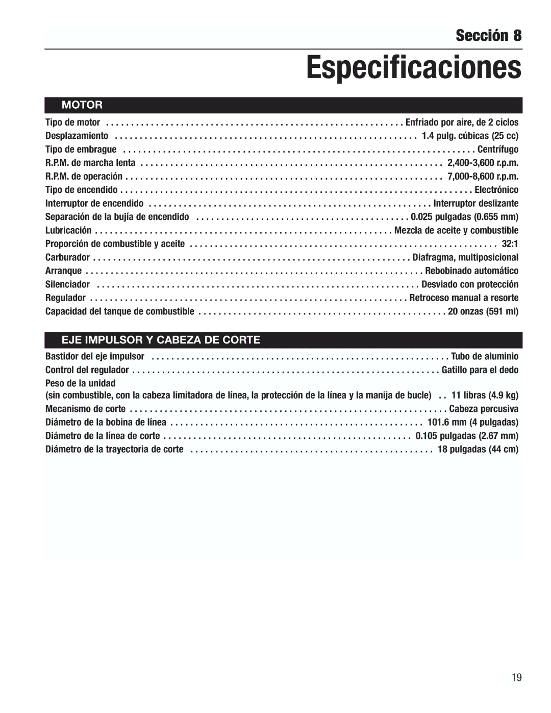 Cub Cadet CC3000 manual Especificaciones, Peso de la unidad 