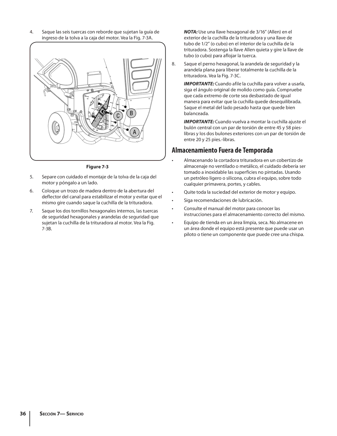 Cub Cadet CS3210, CS 2210 warranty Almacenamiento Fuera de Temporada 