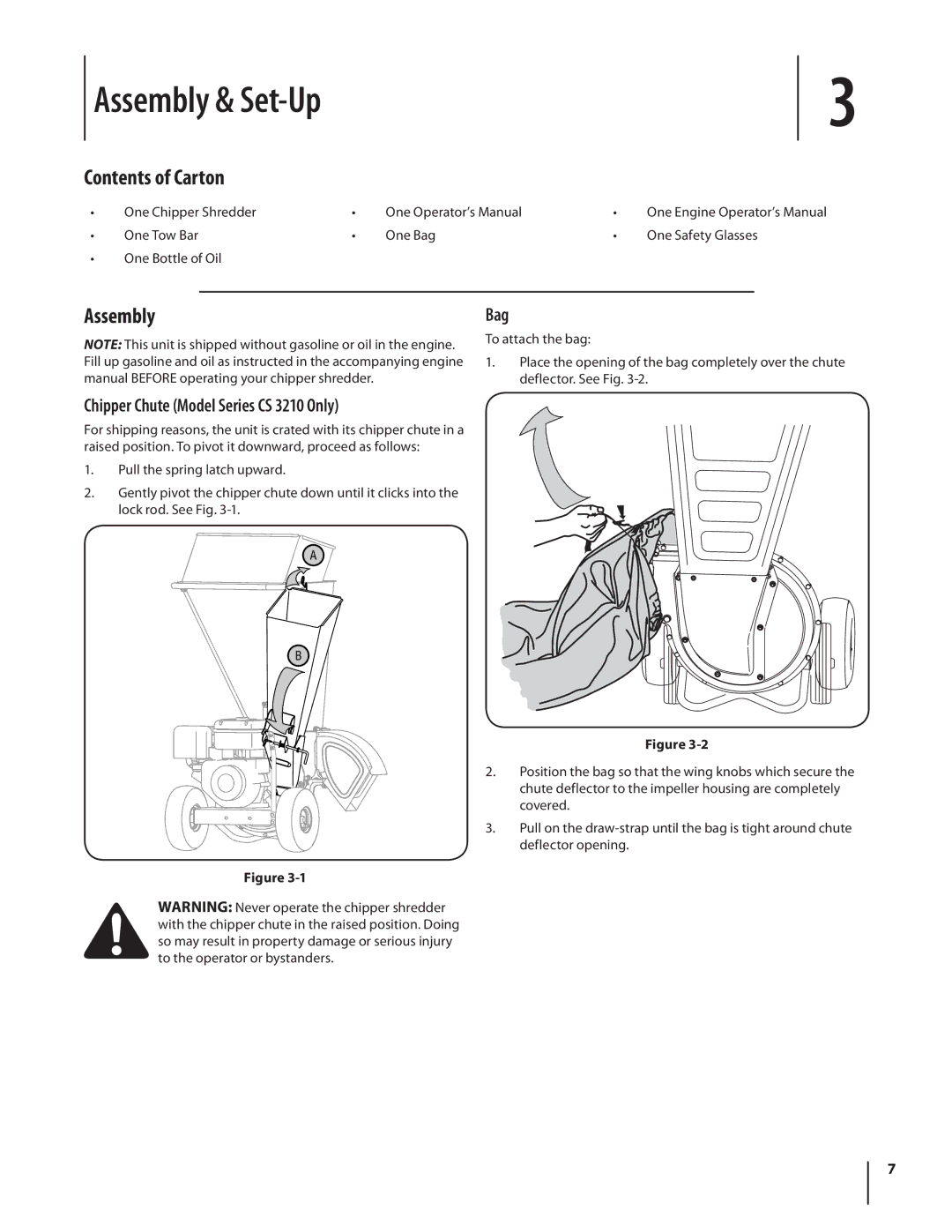 Cub Cadet CS 2210, CS3210 warranty Assembly & Set-Up, Contents of Carton 