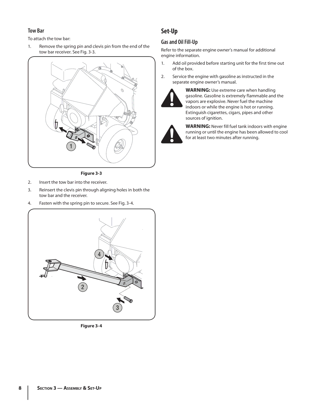 Cub Cadet CS3210, CS 2210 warranty Set-Up, Tow Bar, Gas and Oil Fill-Up 