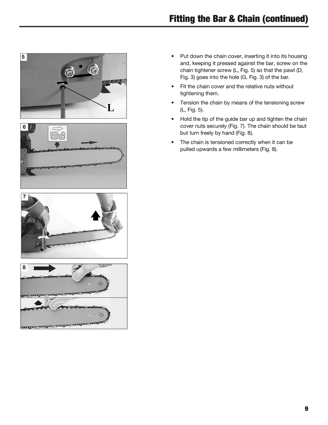 Cub Cadet CS5220, CS5018 manual Fitting the Bar & Chain 