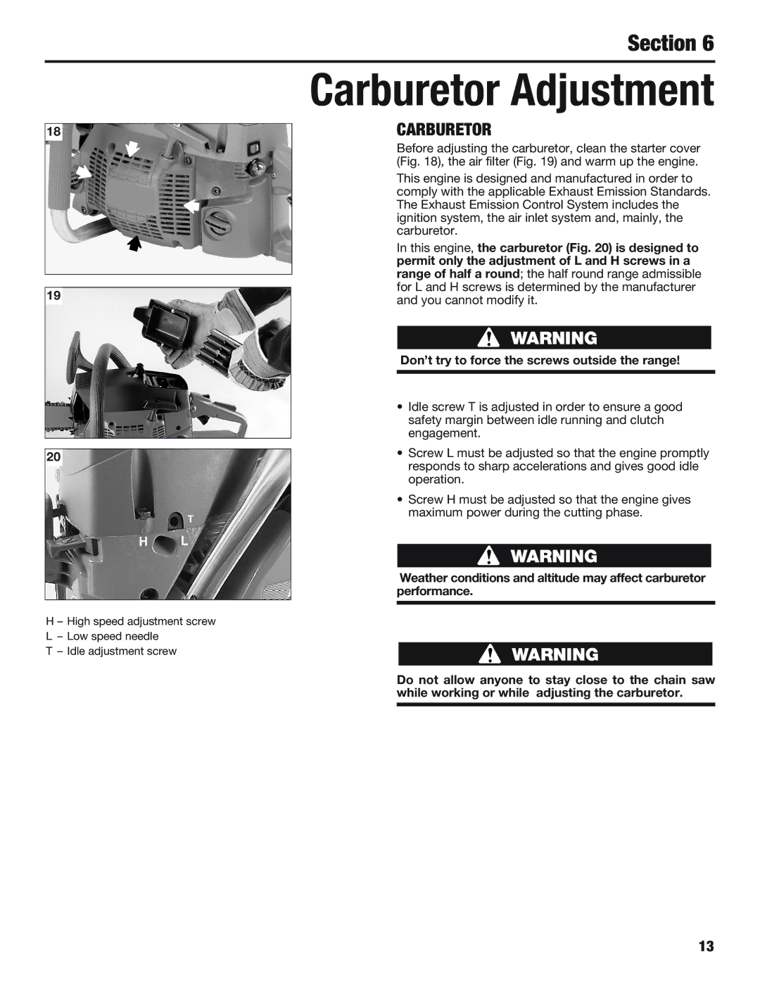 Cub Cadet CS5720 manual Carburetor Adjustment 