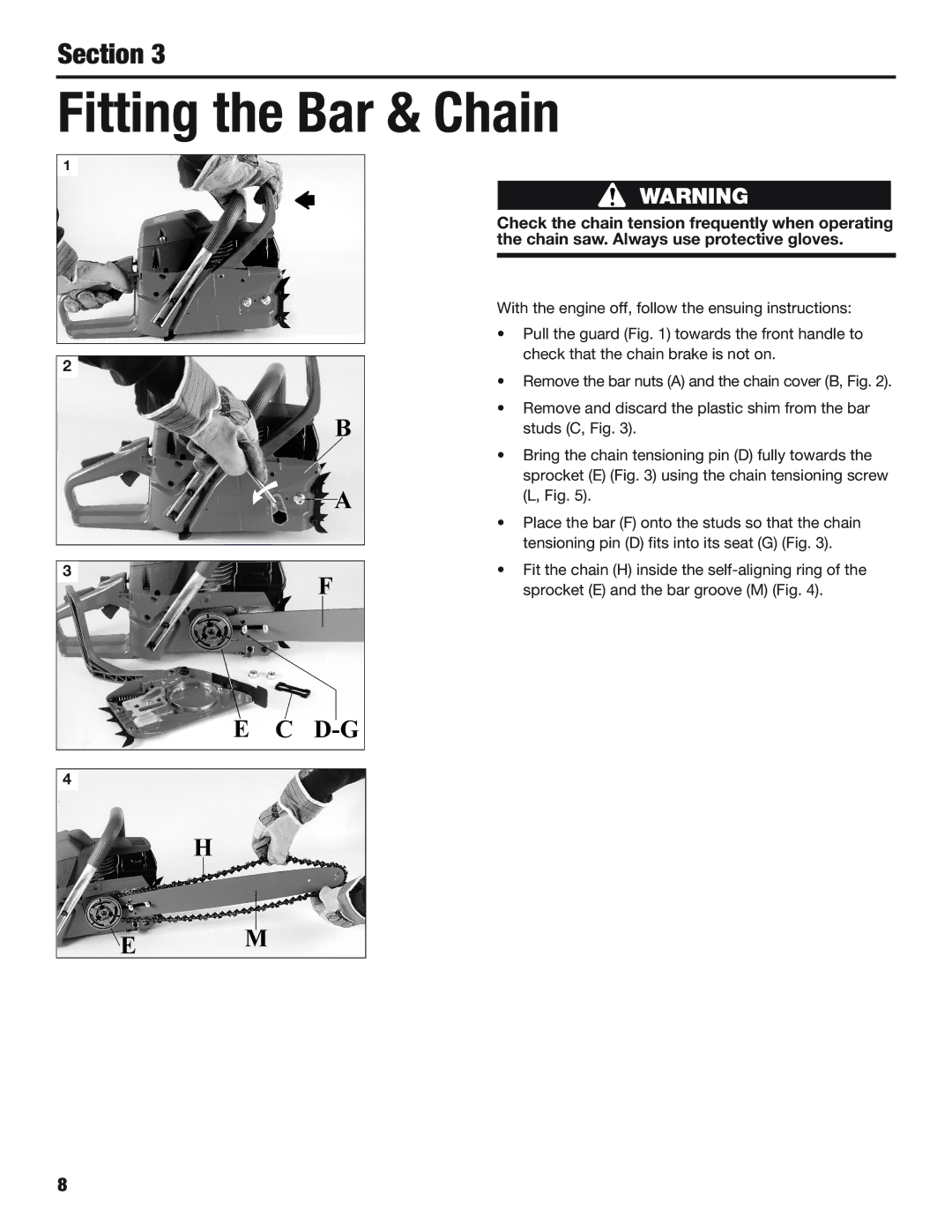 Cub Cadet CS5720 manual Fitting the Bar & Chain 