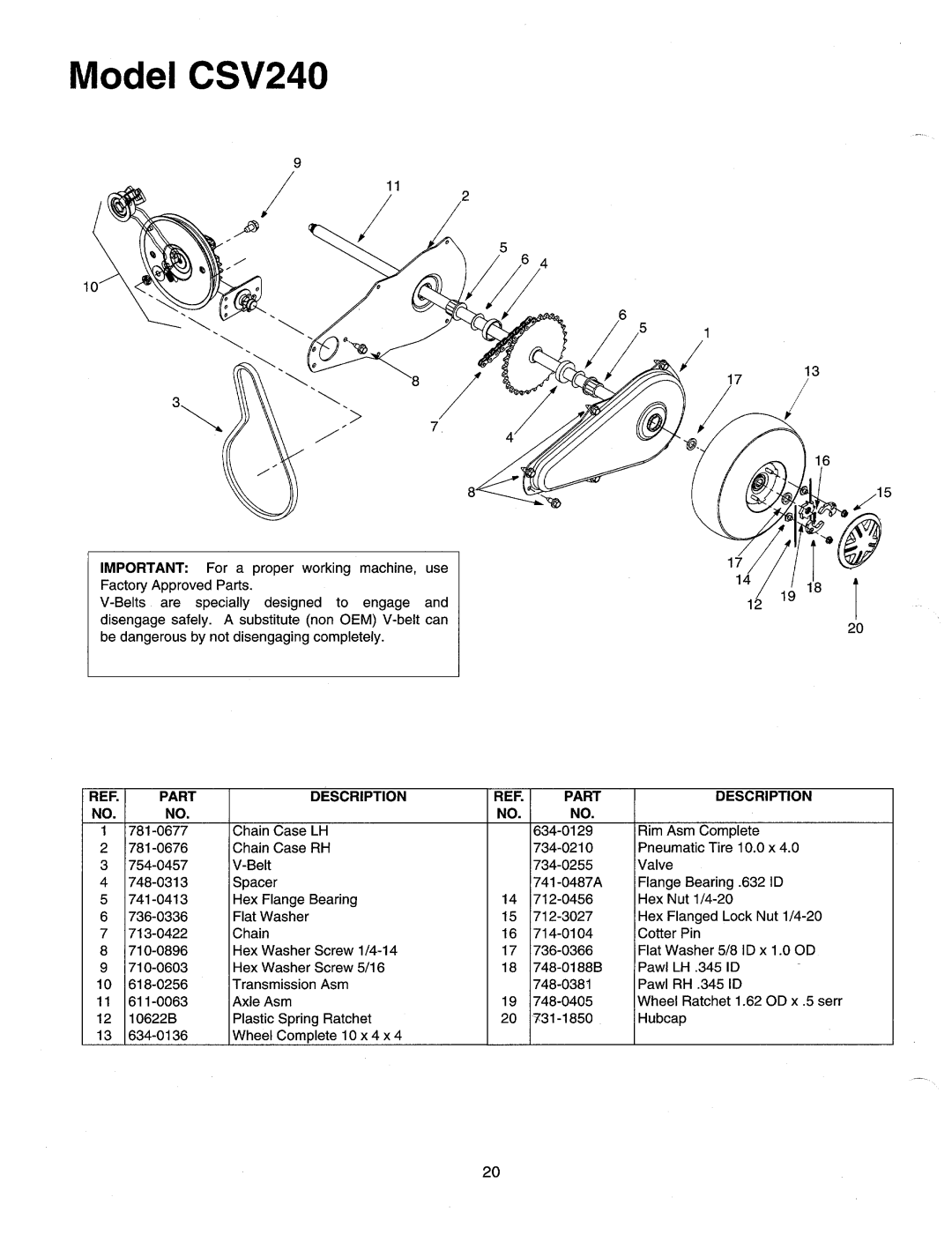 Cub Cadet CSV240 manual 