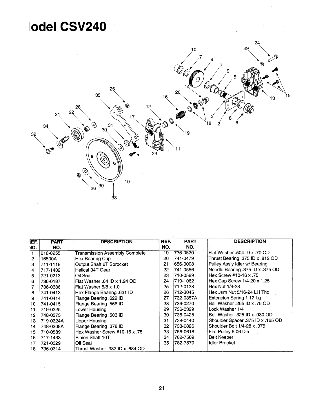 Cub Cadet CSV240 manual 