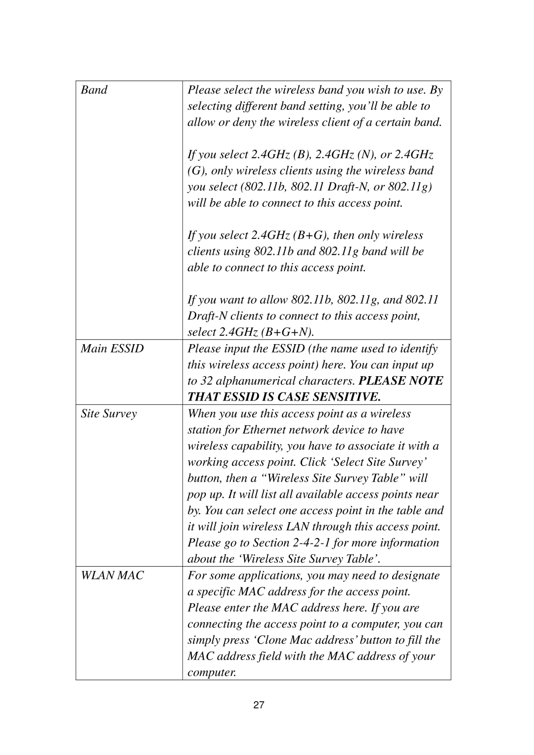 Cub Cadet EW-7416APN manual Wlan MAC 