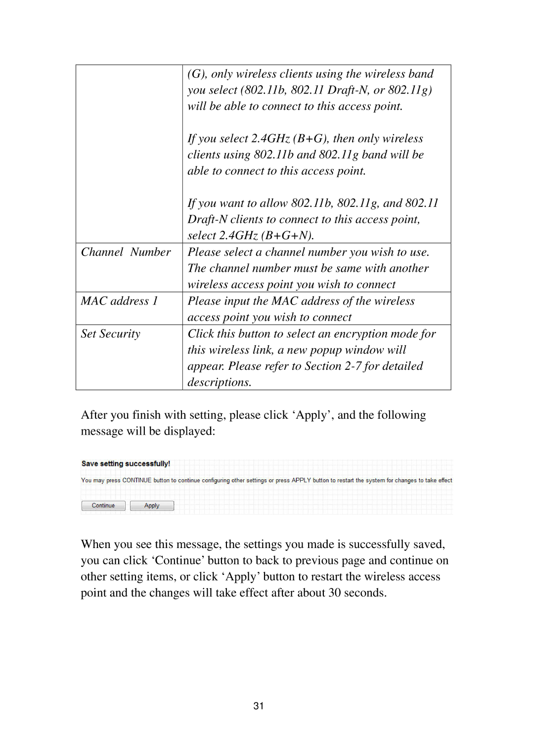 Cub Cadet EW-7416APN manual Only wireless clients using the wireless band 