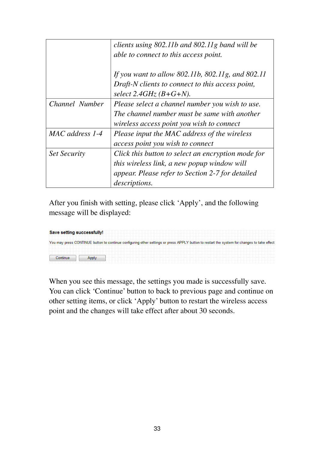 Cub Cadet EW-7416APN manual Clients using 802.11b and 802.11g band will be 