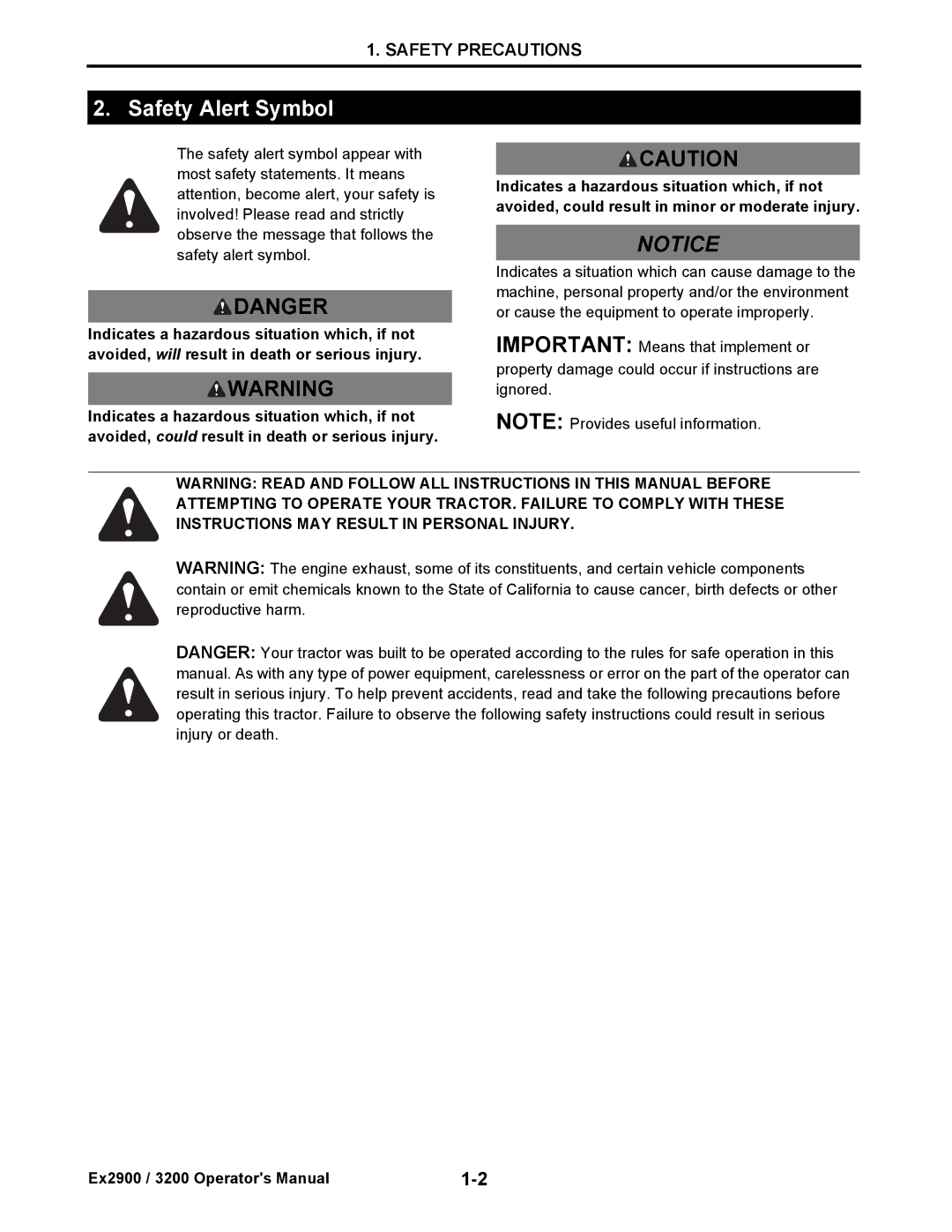 Cub Cadet EX3200, EX2900 manual Safety Alert Symbol 