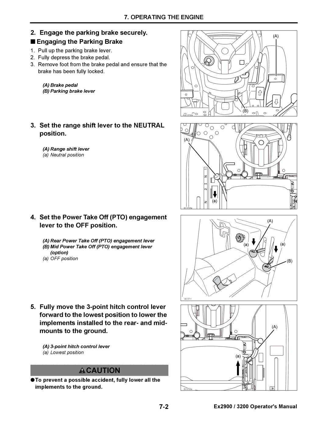 Cub Cadet EX2900, EX3200 manual Set the range shift lever to the Neutral position 