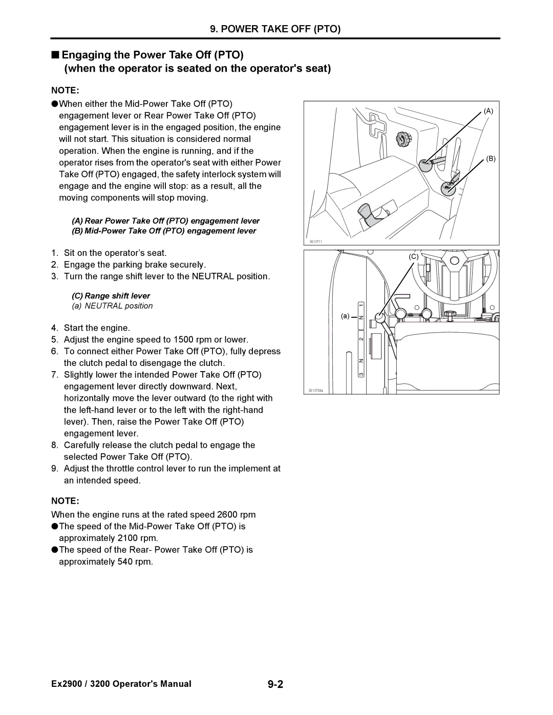 Cub Cadet EX3200, EX2900 manual Neutral position 