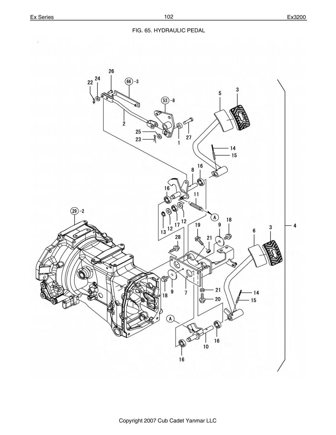 Cub Cadet Ex32002 manual Ex Series 102 Ex3200, Hydraulic Pedal 