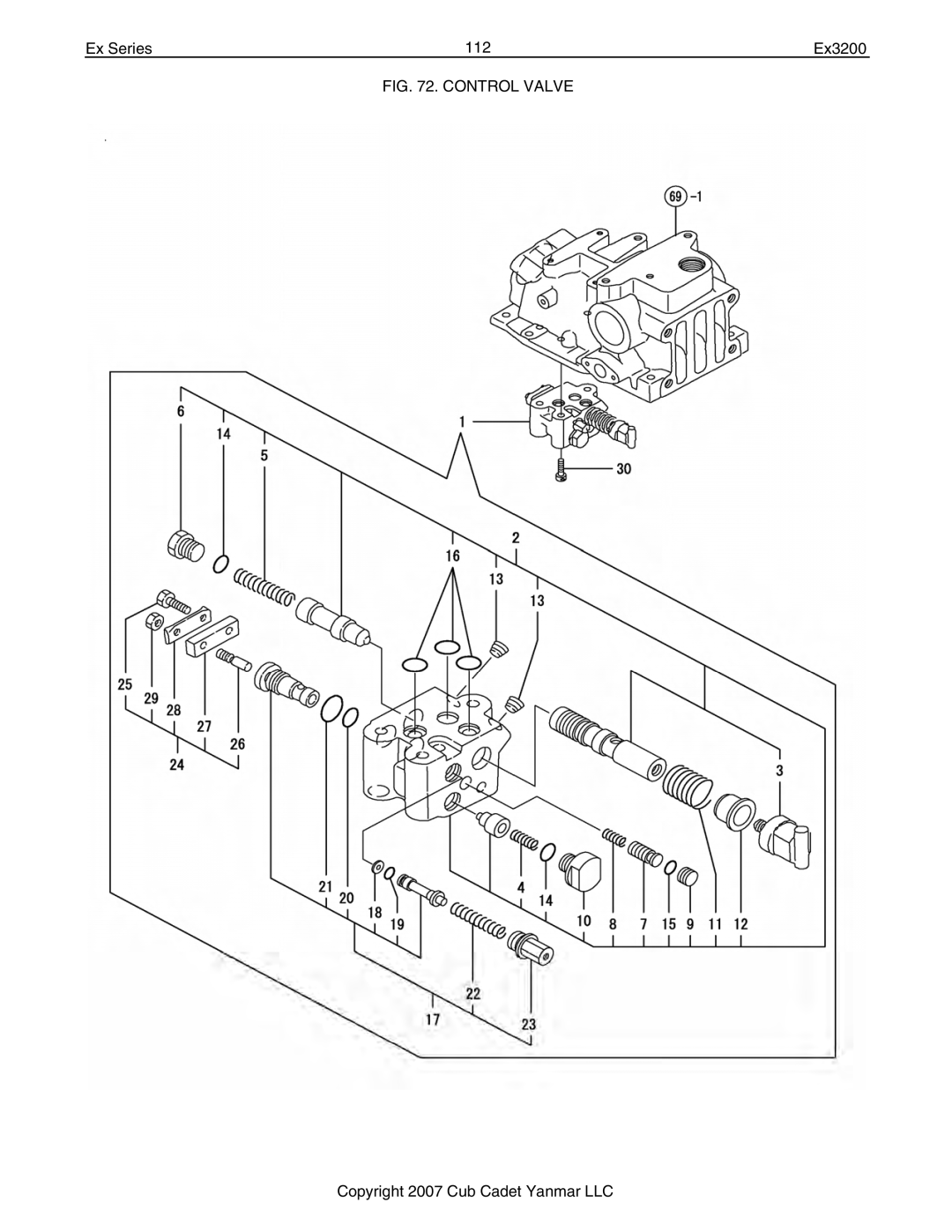 Cub Cadet Ex32002 manual Ex Series 112 Ex3200, Control Valve 