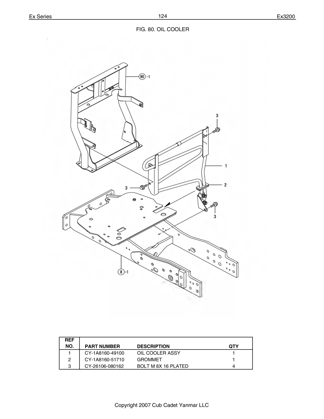 Cub Cadet Ex32002 manual Ex Series 124 Ex3200, OIL Cooler 