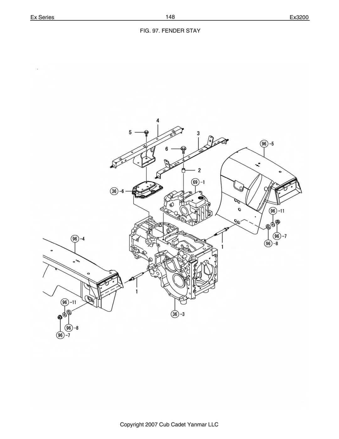 Cub Cadet Ex32002 manual Ex Series 148 Ex3200, Fender Stay 