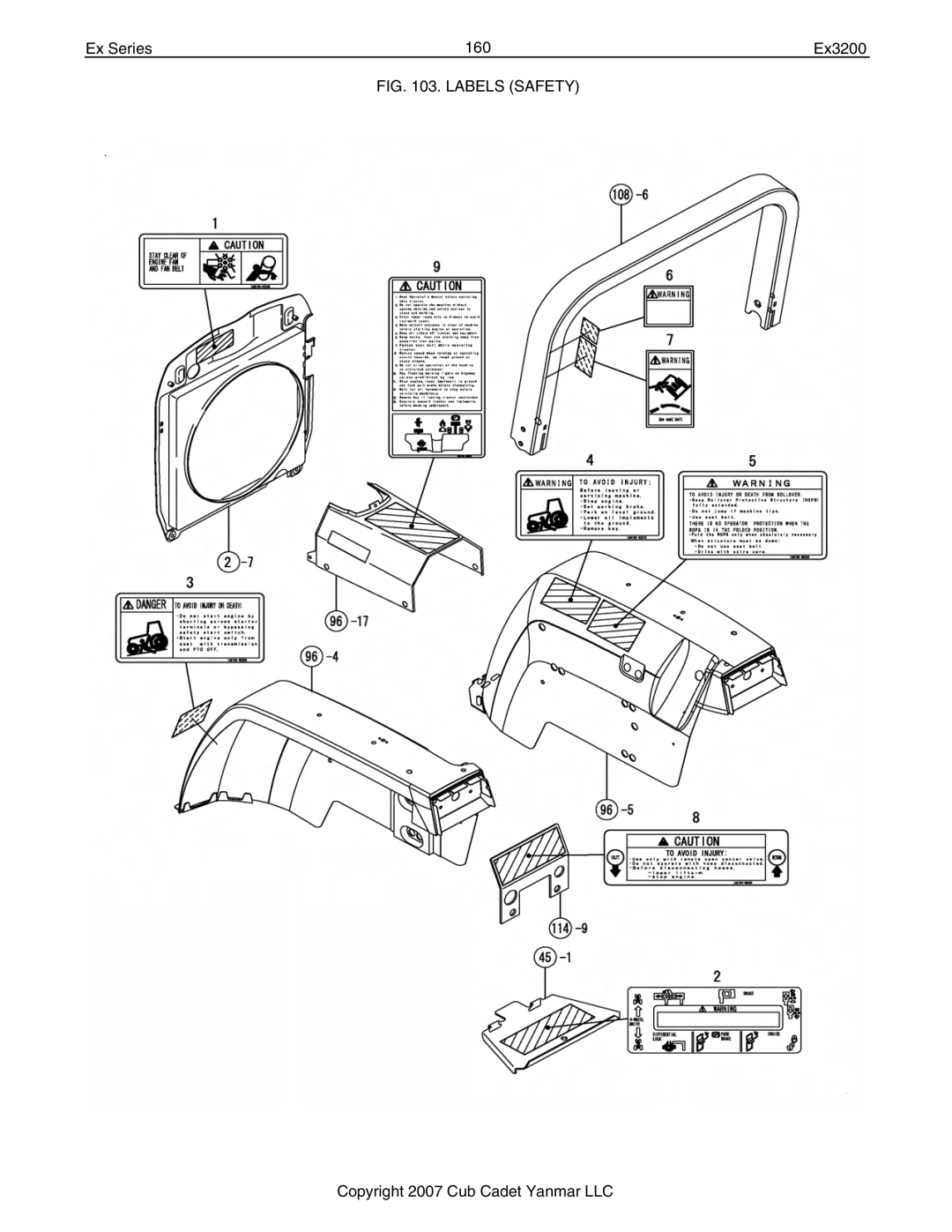 Cub Cadet Ex32002 manual Ex Series 160 Ex3200, Labels Safety 