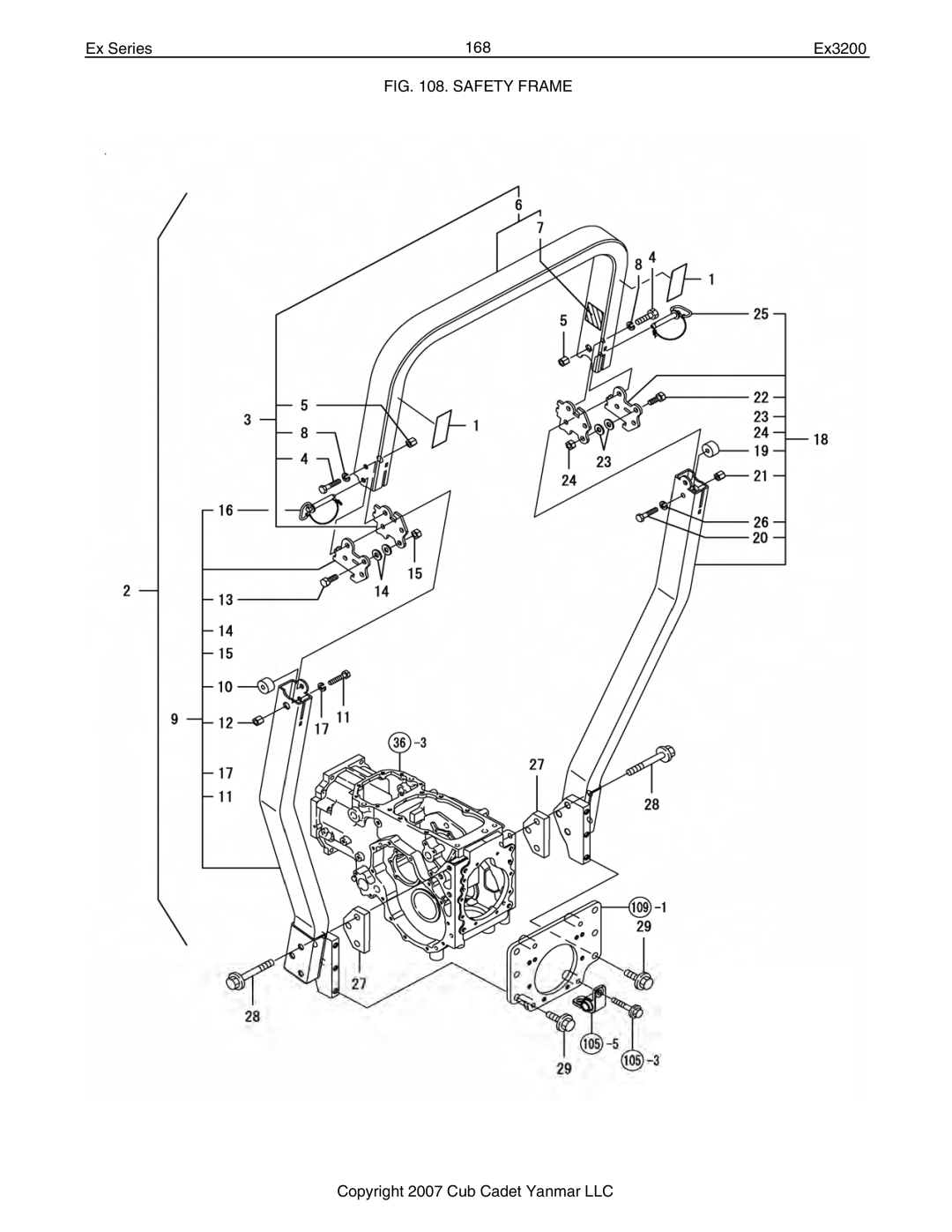 Cub Cadet Ex32002 manual Ex Series 168 Ex3200, Safety Frame 