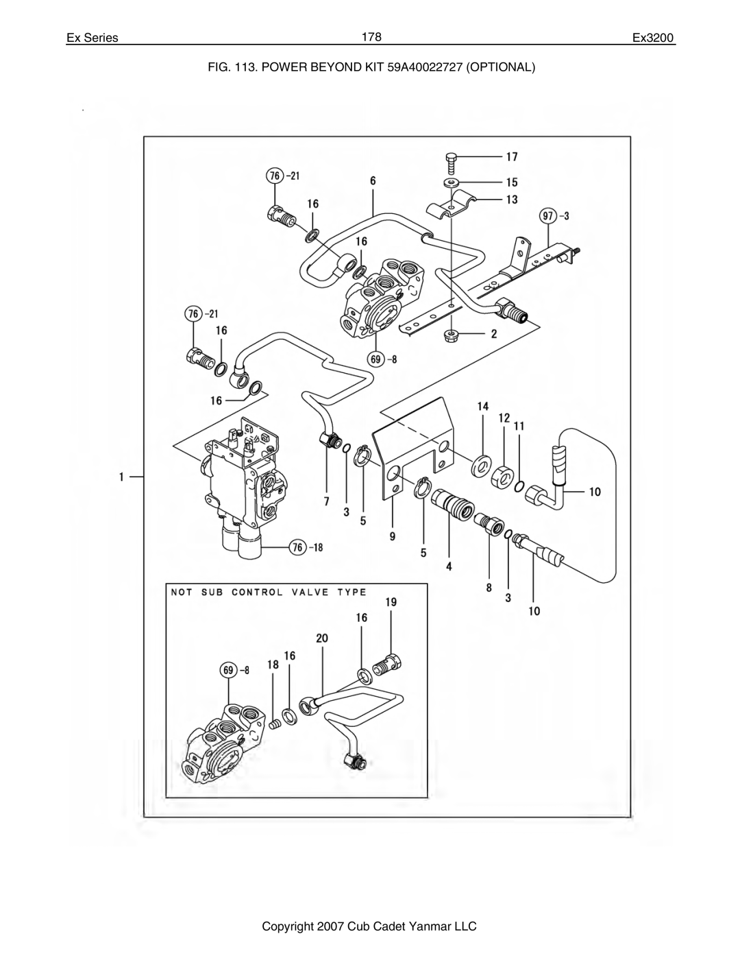 Cub Cadet Ex32002 manual Ex Series 178 Ex3200, Power Beyond KIT 59A40022727 Optional 