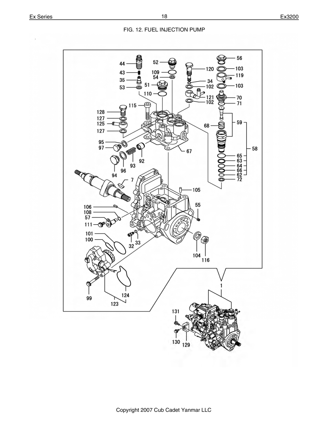 Cub Cadet Ex32002 manual Fuel Injection Pump 