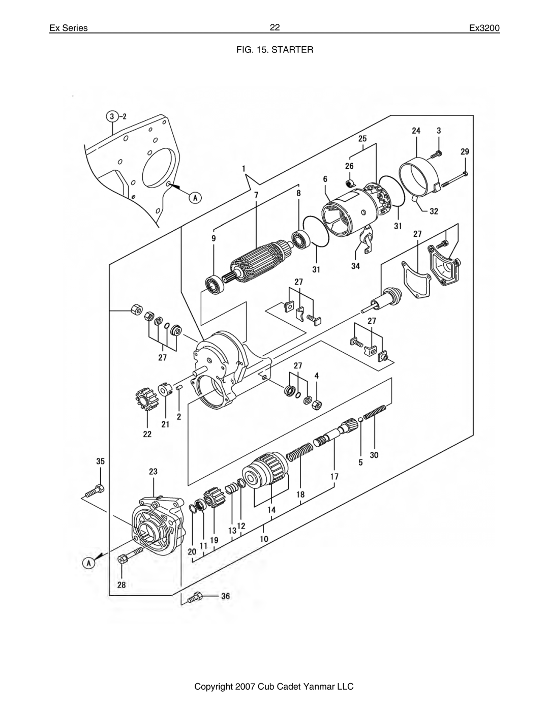 Cub Cadet Ex32002 manual Starter 