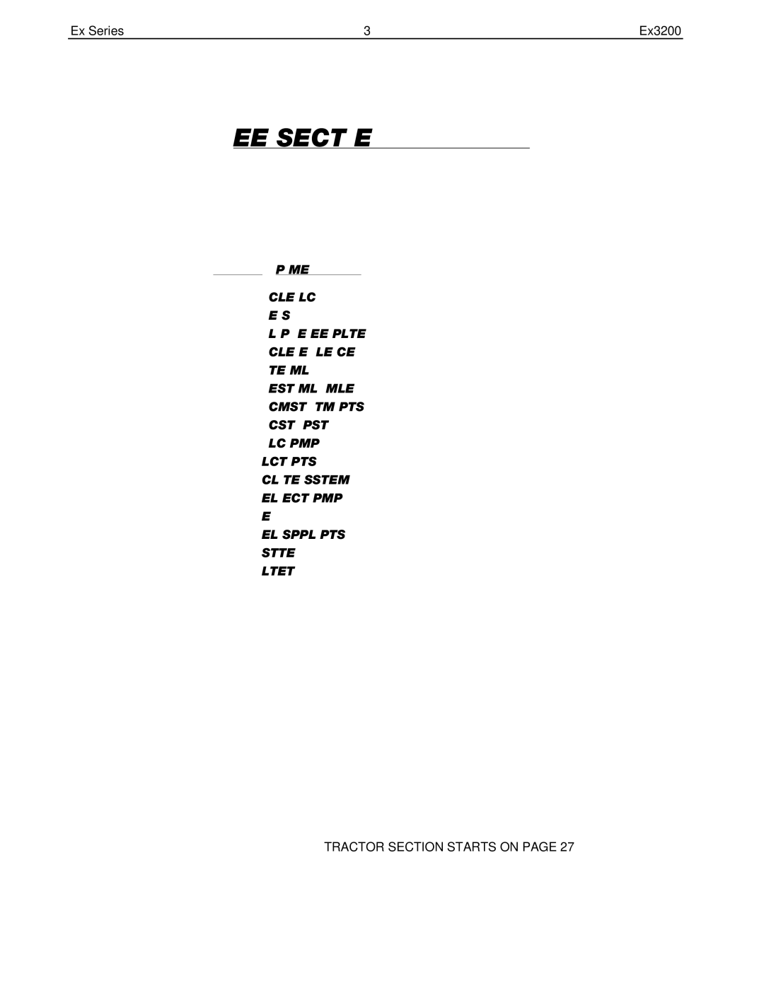 Cub Cadet Ex32002 manual Engine Section Index 