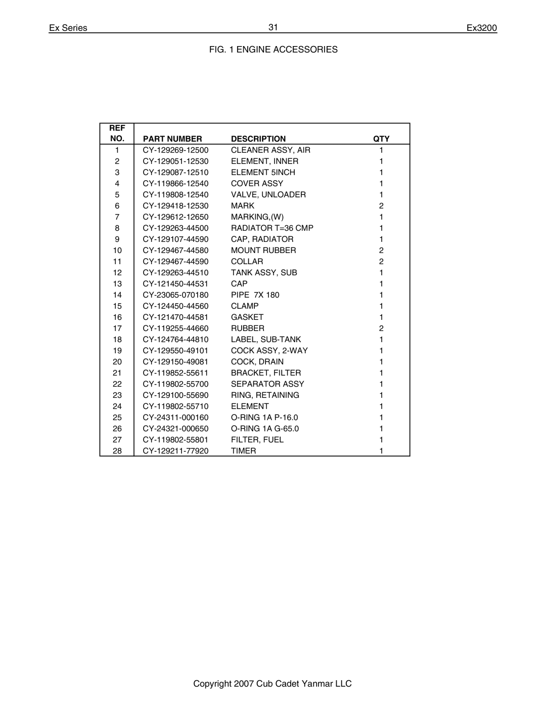 Cub Cadet Ex32002 manual Cleaner ASSY, AIR 