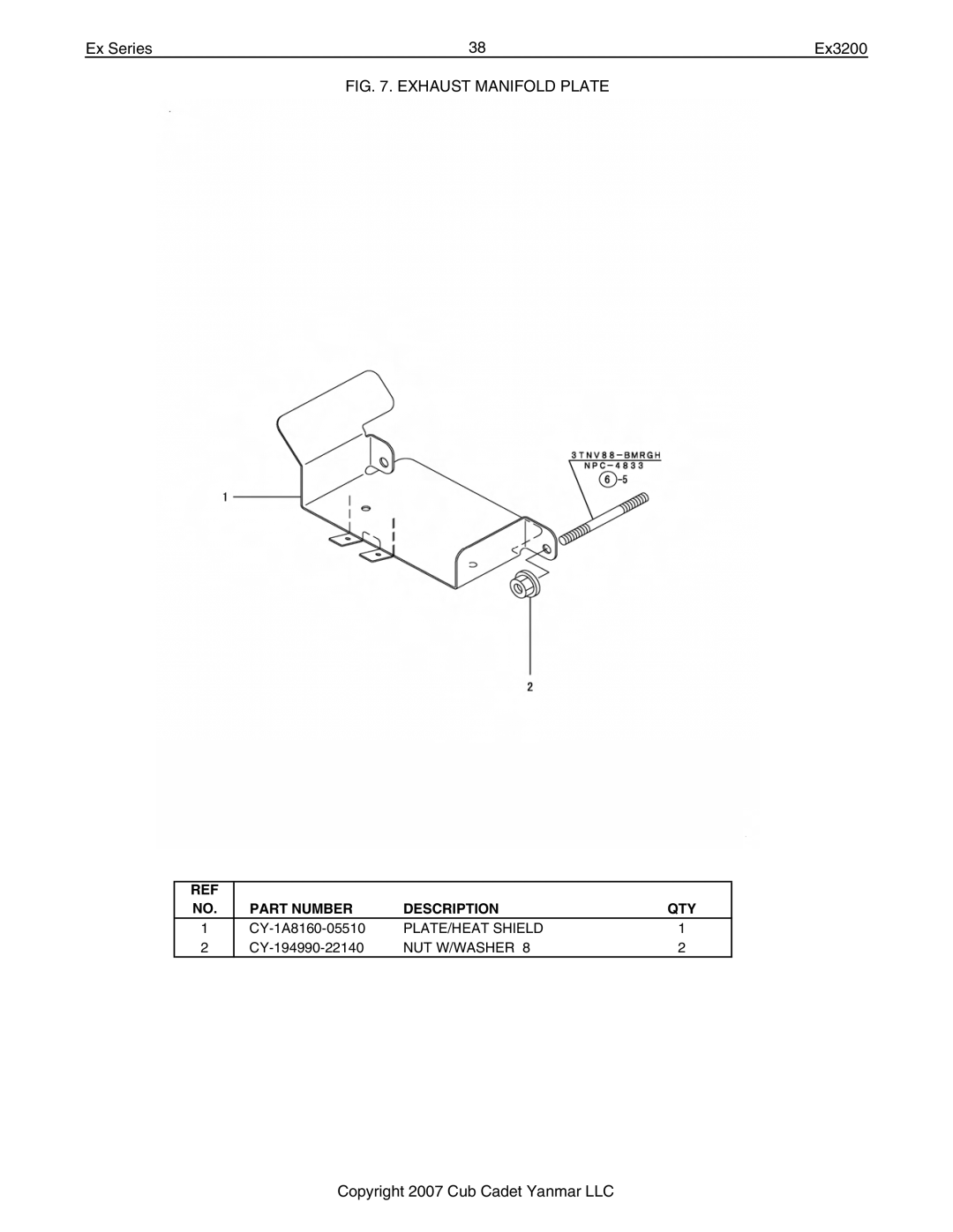 Cub Cadet Ex32002 manual PLATE/HEAT Shield 