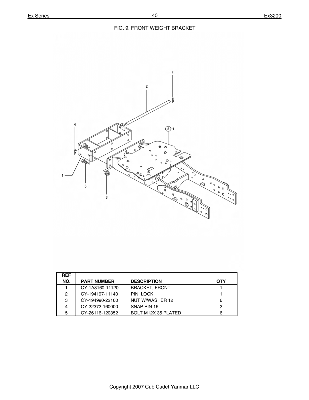 Cub Cadet Ex32002 manual BRACKET, Front 