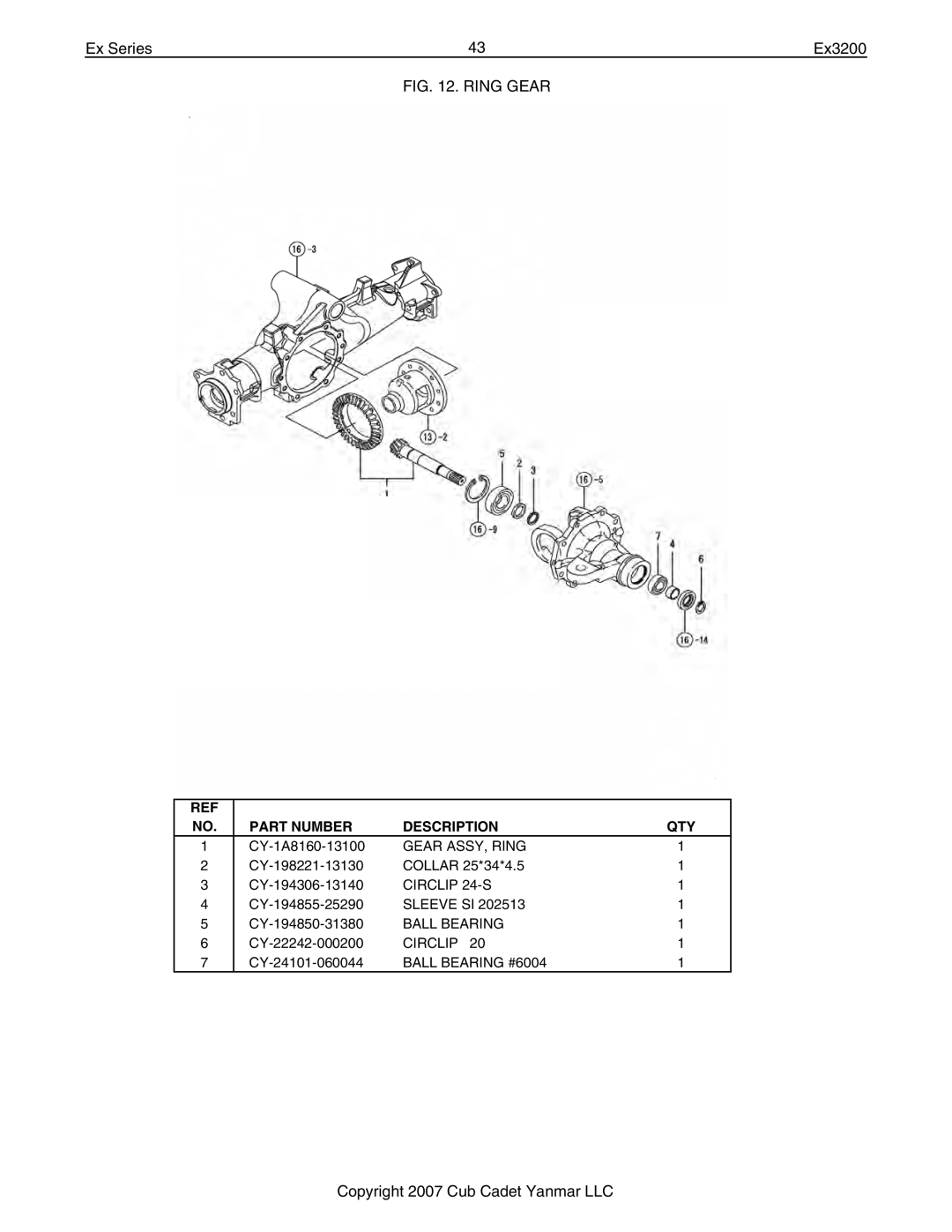 Cub Cadet Ex32002 manual Gear ASSY, Ring 