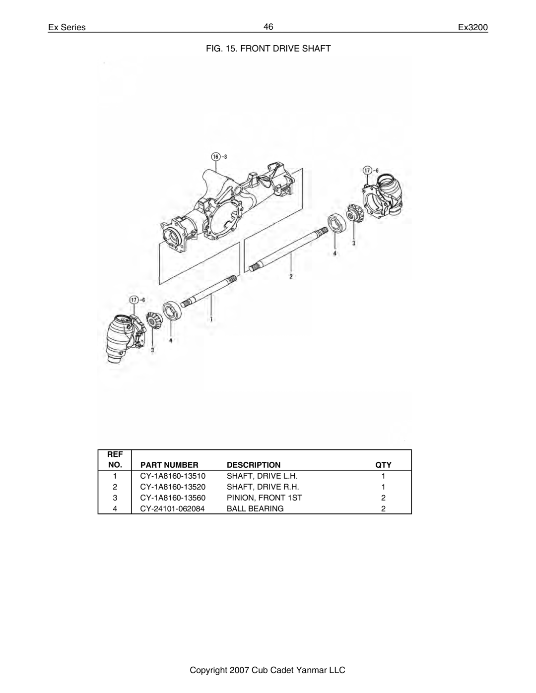 Cub Cadet Ex32002 manual SHAFT, Drive L.H 