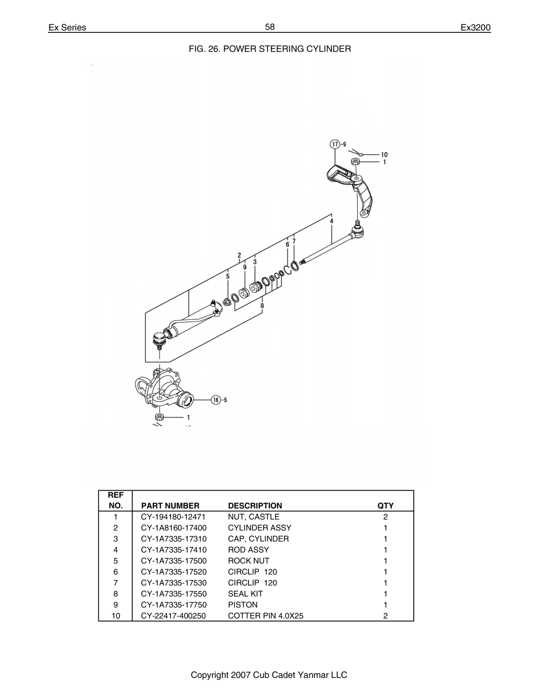 Cub Cadet Ex32002 manual NUT, Castle 