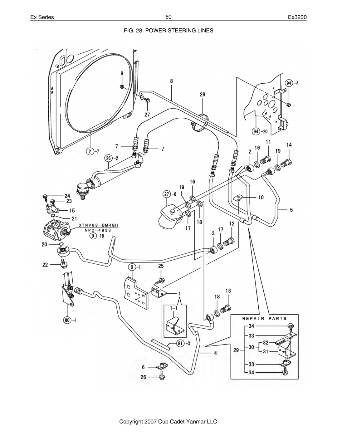 Cub Cadet Ex32002 manual Power Steering Lines 