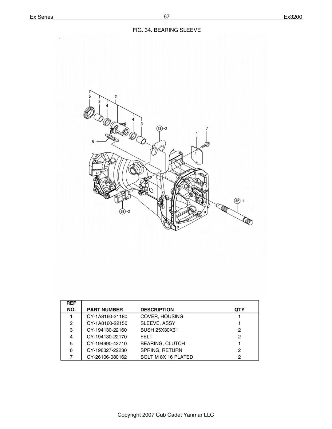 Cub Cadet Ex32002 manual COVER, Housing 
