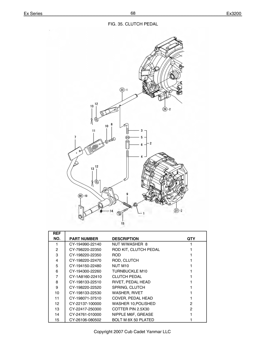 Cub Cadet Ex32002 manual ROD KIT, Clutch Pedal 