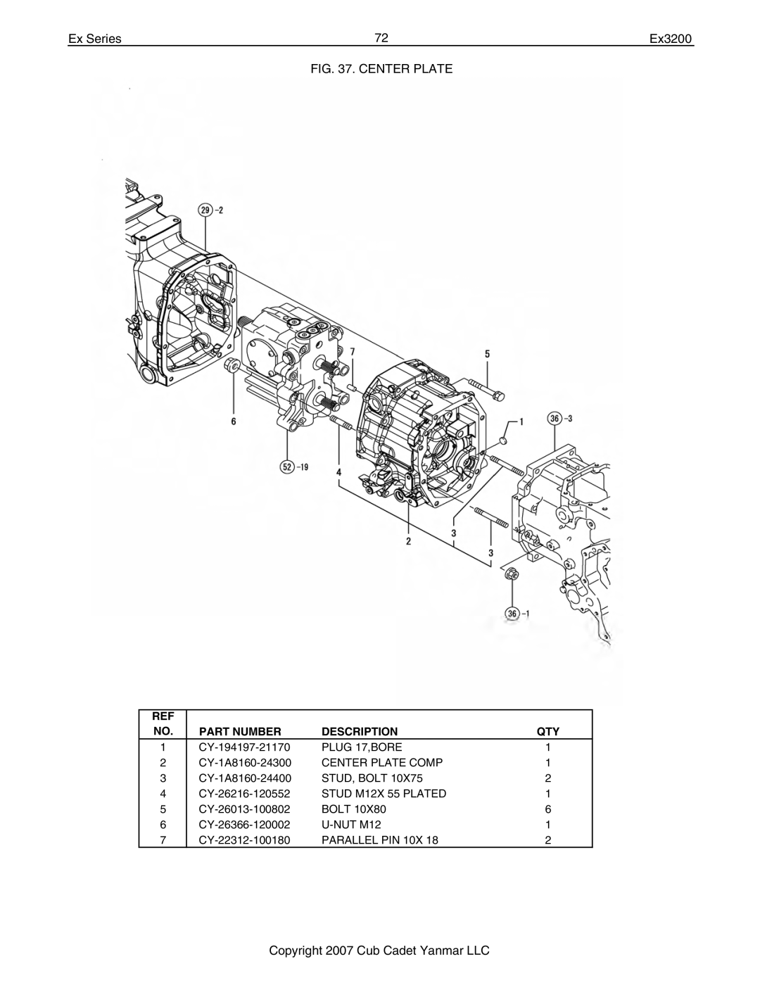 Cub Cadet Ex32002 manual Plug 17,BORE 