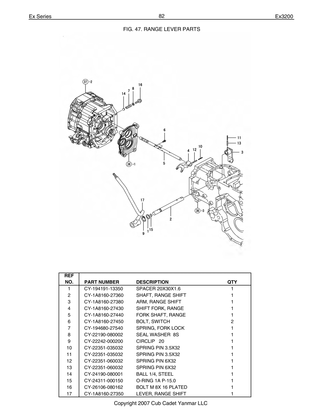 Cub Cadet Ex32002 manual SHAFT, Range Shift 