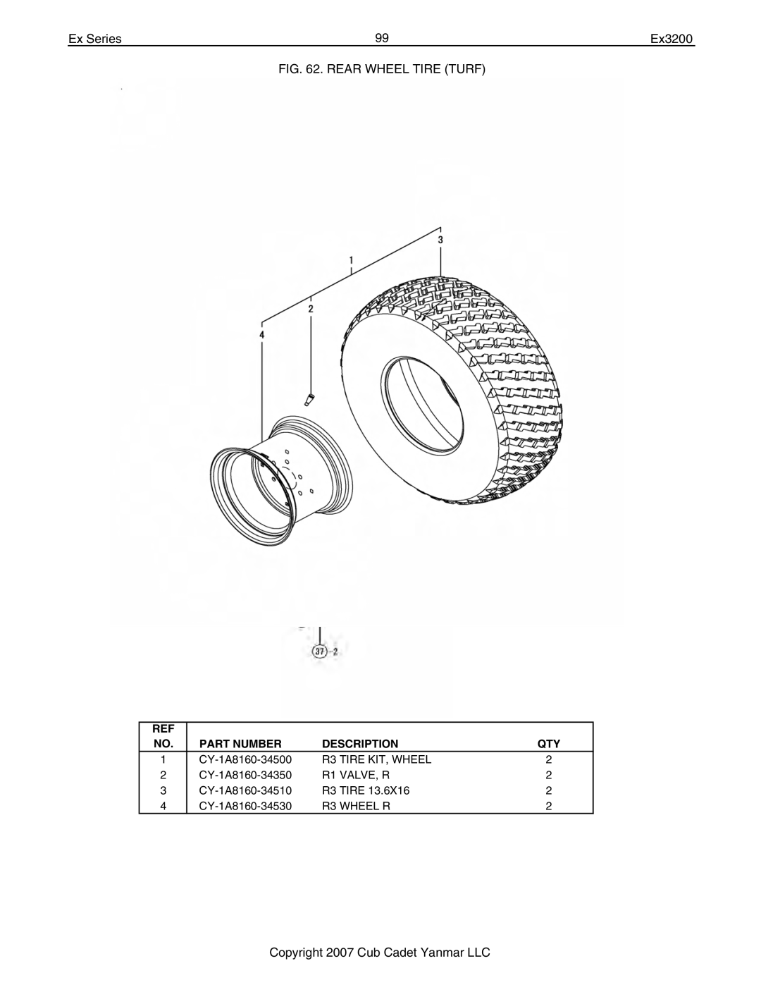 Cub Cadet Ex32002 manual R3 Tire KIT, Wheel 