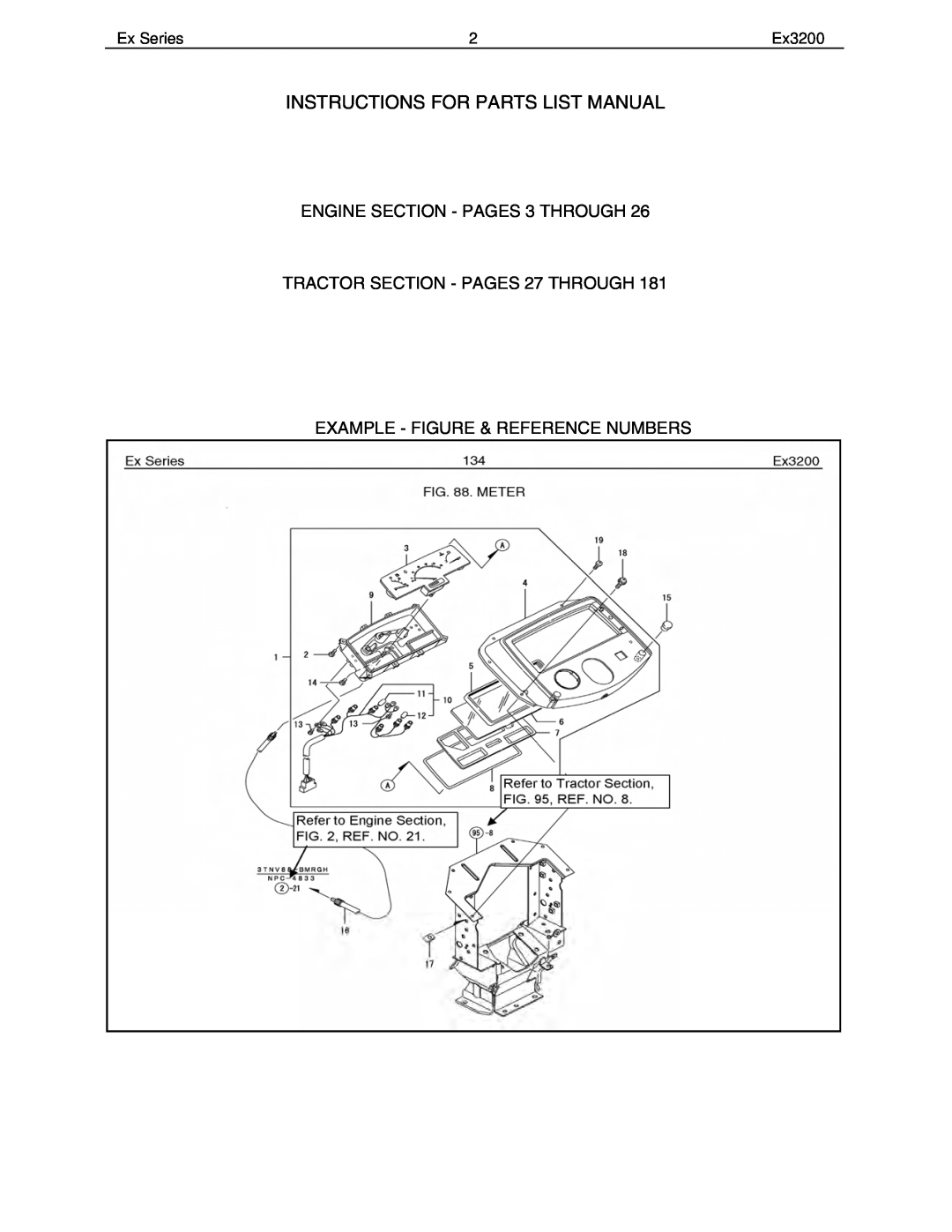 Cub Cadet Ex32002 Instructions For Parts List Manual, ENGINE SECTION - PAGES 3 THROUGH, TRACTOR SECTION - PAGES 27 THROUGH 