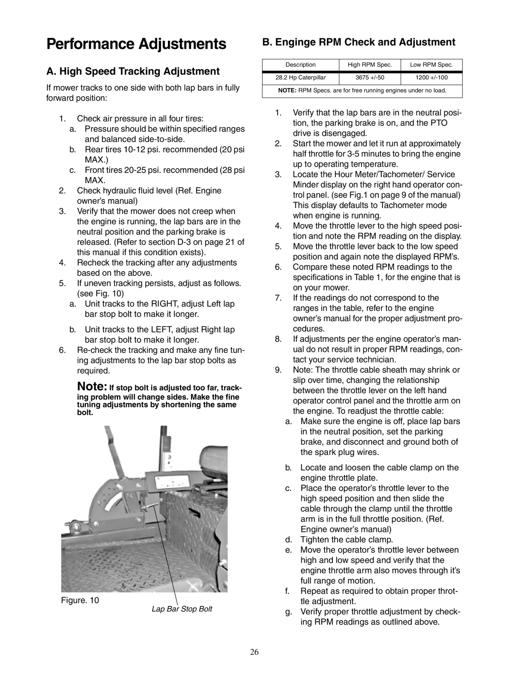 Cub Cadet Fabricated Deck InDirect Injection Diesel High Speed Tracking Adjustment, Enginge RPM Check and Adjustment 