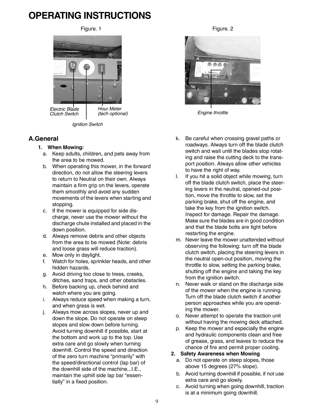 Cub Cadet Fabricated Deck InDirect Injection Diesel Operating Instructions, When Mowing, Safety Awareness when Mowing 