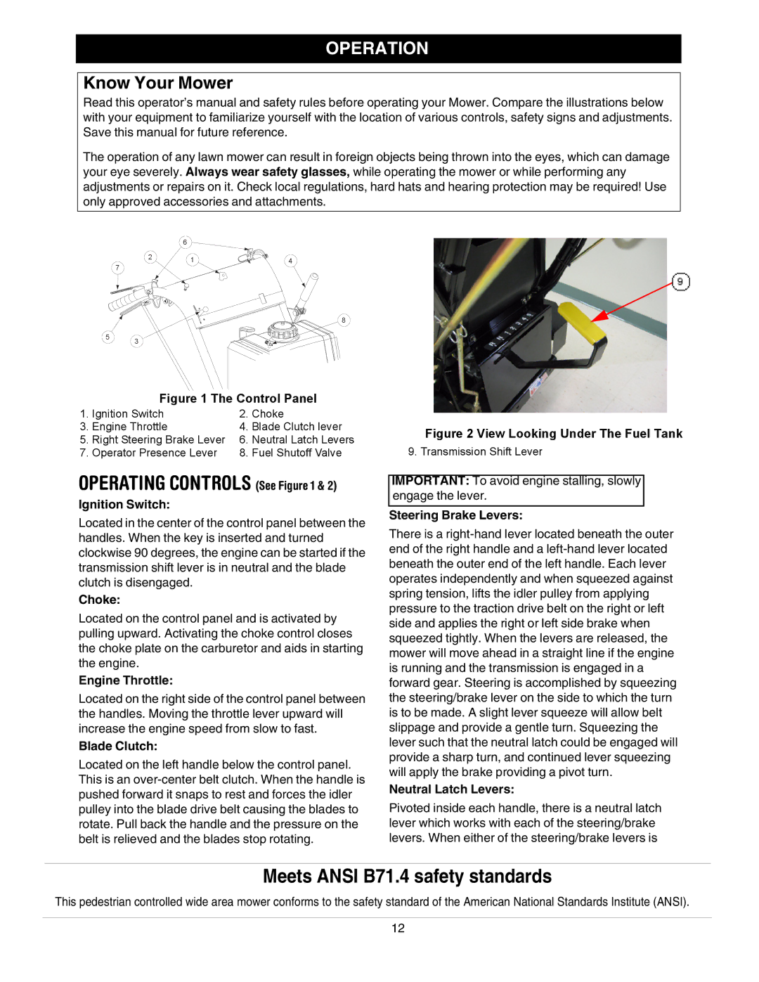 Cub Cadet G 1236 service manual Operation, Know Your Mower 