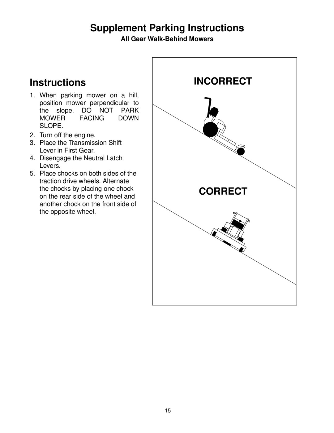 Cub Cadet G1336, G1332, G1548 service manual Incorrect Correct 