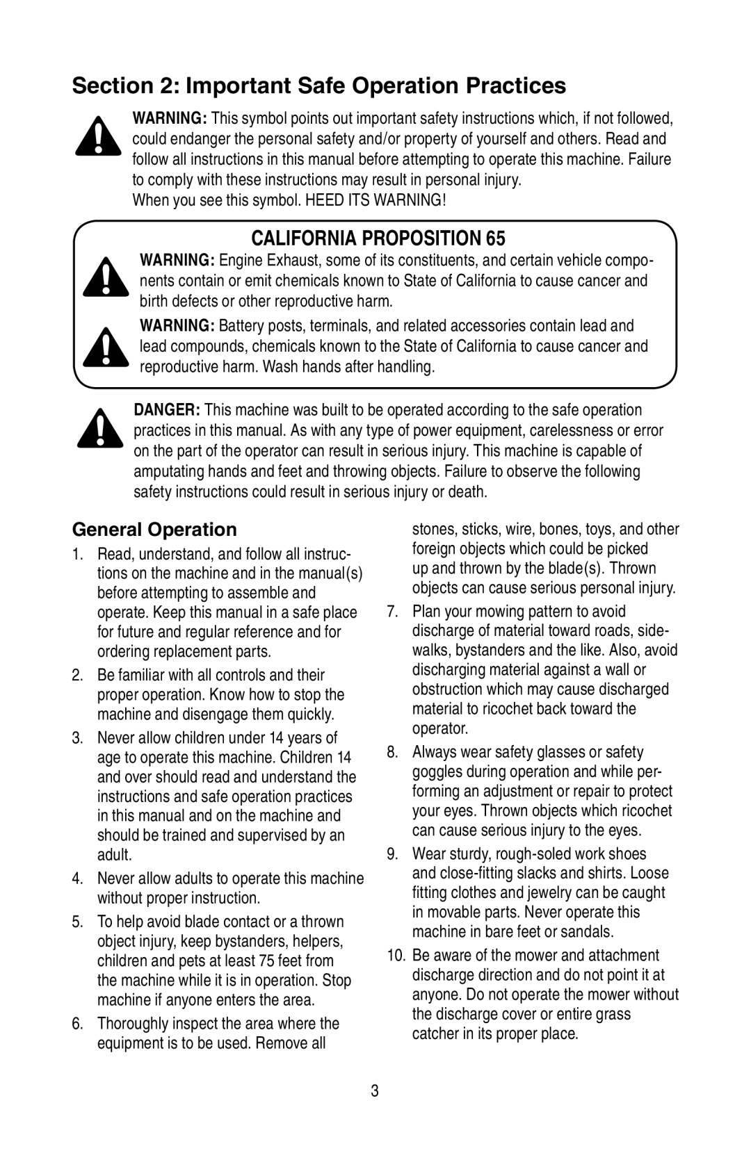 Cub Cadet GT 3200 Important Safe Operation Practices, General Operation, When you see this symbol. Heed ITS Warning 