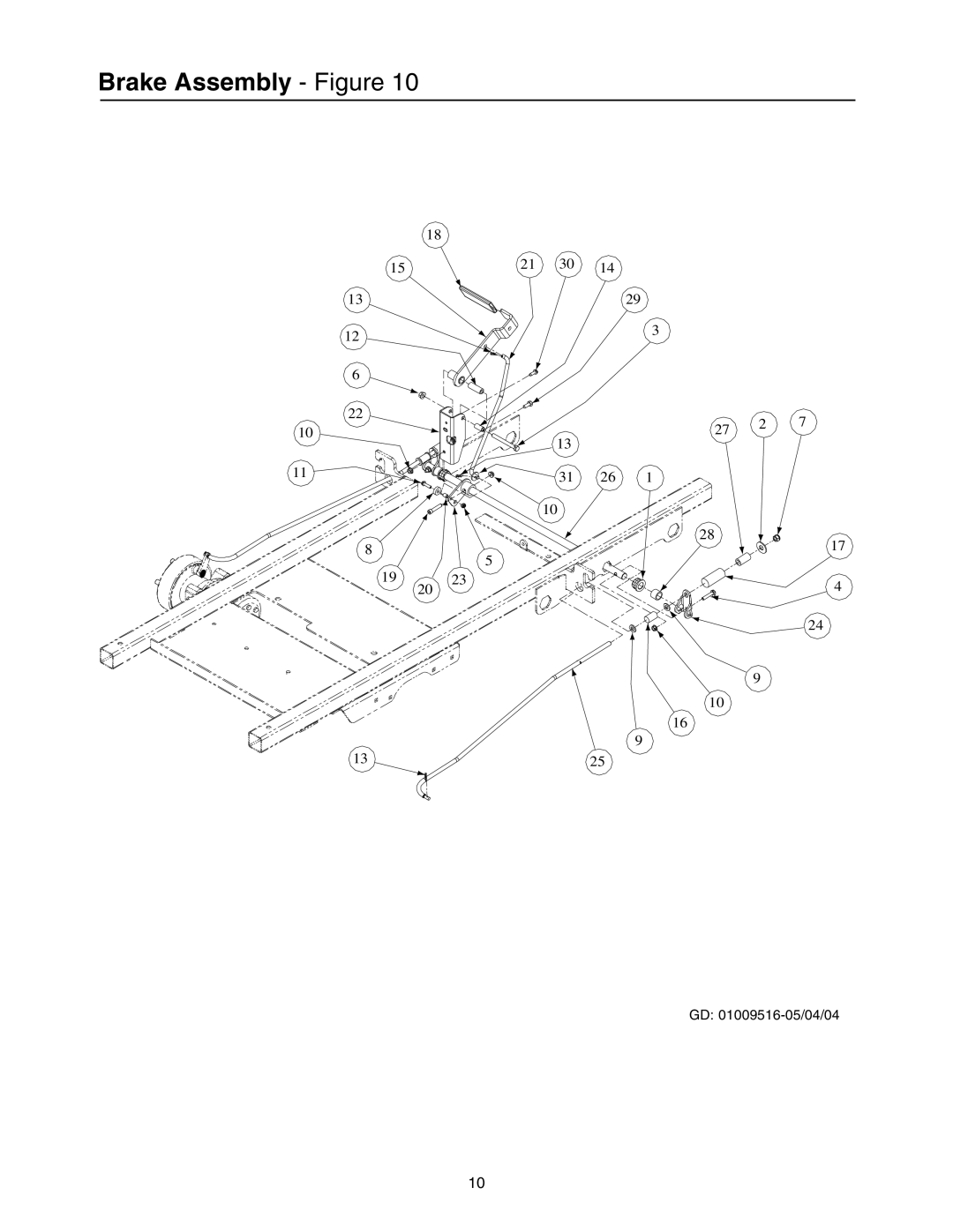 Cub Cadet Lawn Mower manual Brake Assembly Figure 