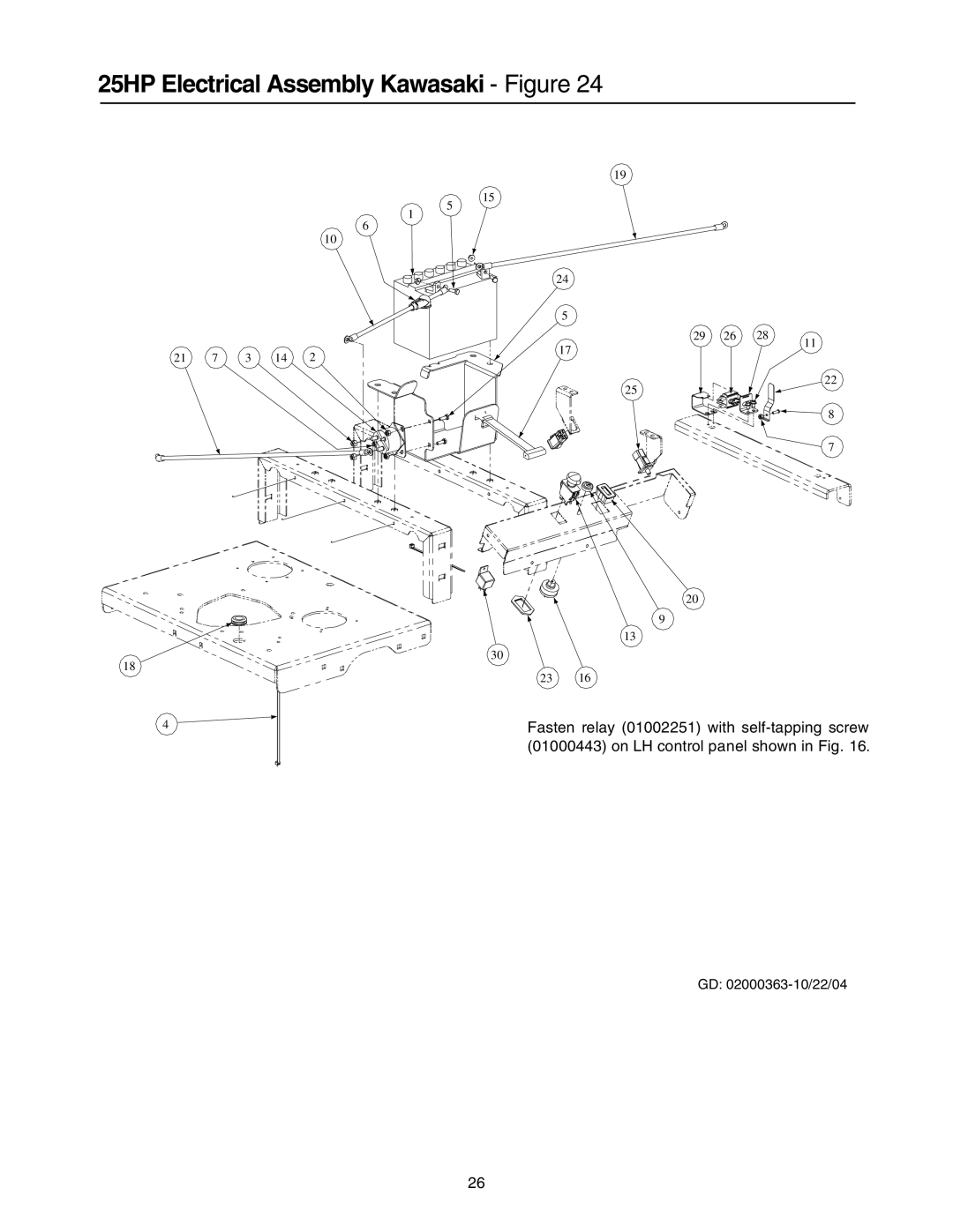 Cub Cadet Lawn Mower manual 25HP Electrical Assembly Kawasaki Figure 